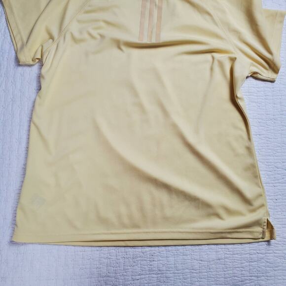 Adidas Activewear Pale Yellow V-Neck Performance Running Shirt Split Hemline M - Picture 3 of 7
